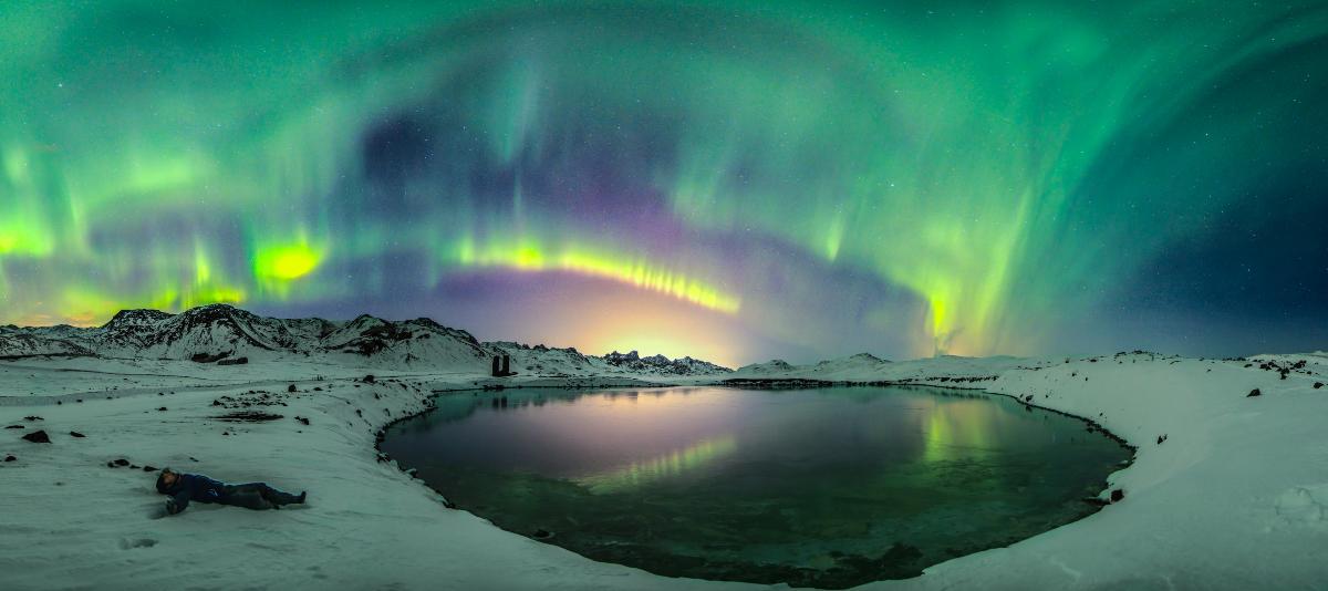 Auroras boreales sobre Grænavatn